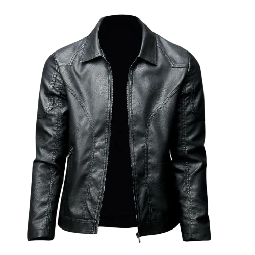 Slim fit classic leather jacket